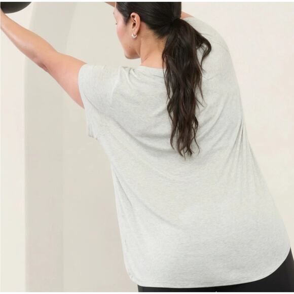 Athleta With Ease Rib Tee Light Gray Heather Top Sz 3X Soft Comfort Shirt Yoga - Picture 3 of 10
